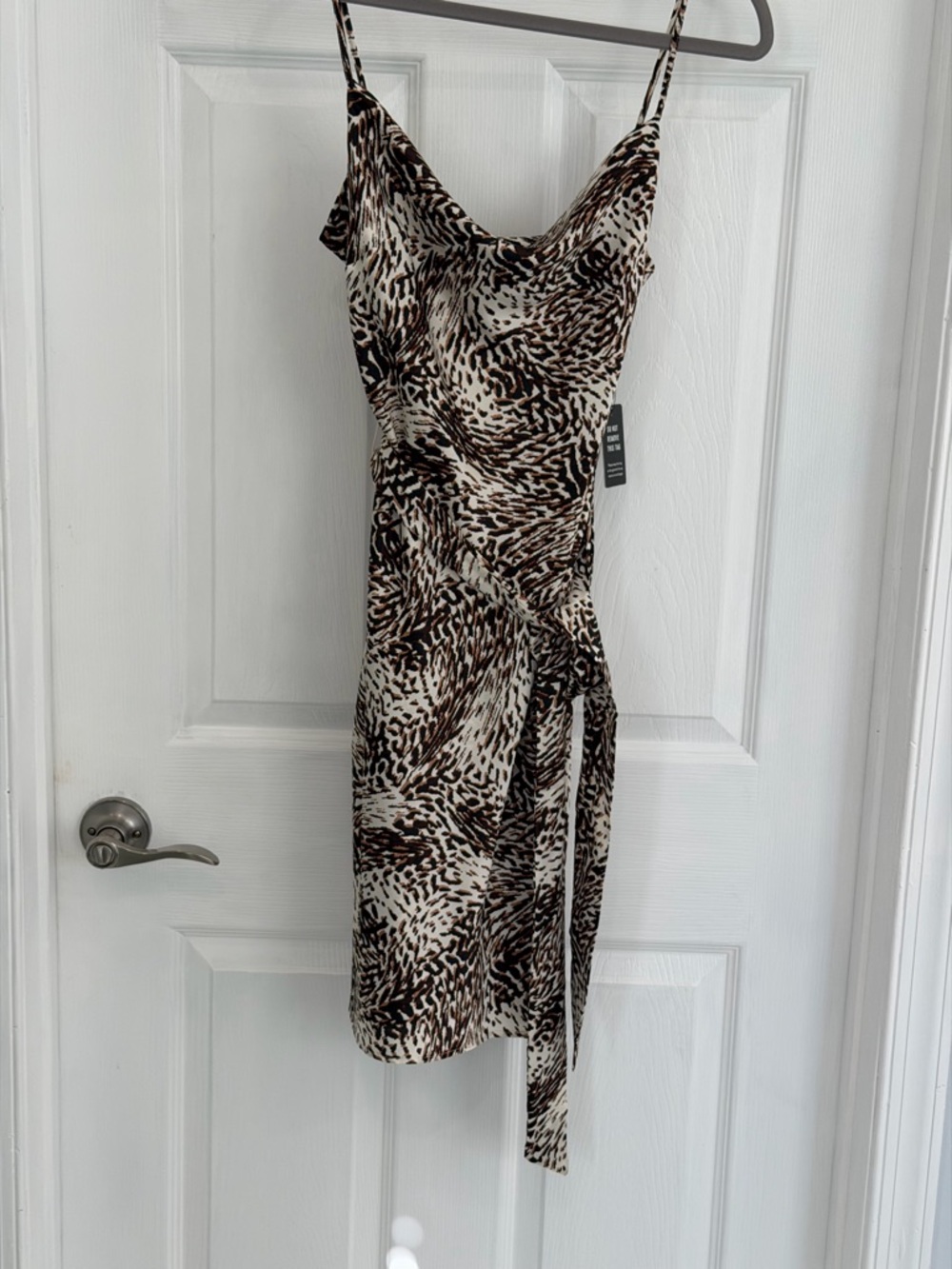 Express Brown & Cream Animal Print Slip Dress